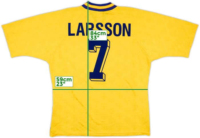1994-96 Sweden Home Shirt Larsson #7 - 8/10 - (XL)