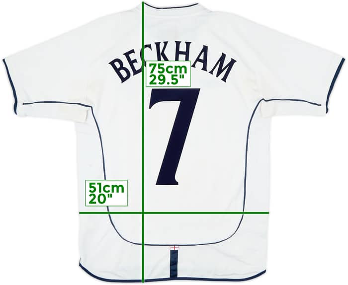 2001-03 England Home Shirt Beckham #7 - 5/10 - (M)