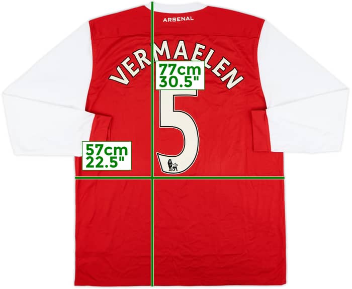 2010-11 Arsenal Home L/S Shirt Vermaelen #5 - 8/10 - (L)