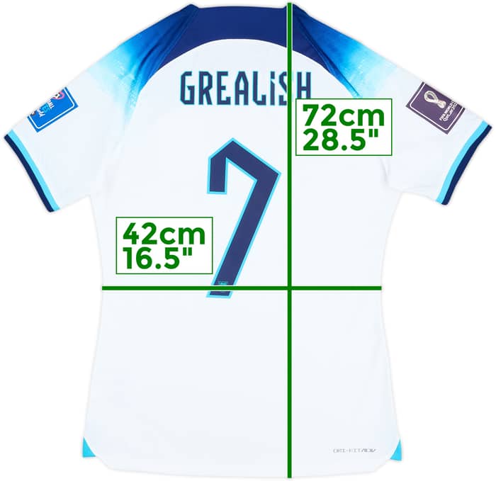 2022-23 England Player Issue World Cup Home Shirt Grealish #7 - 8/10 - (M)
