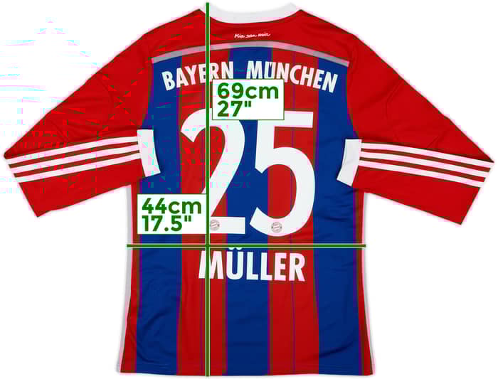 2014-15 Bayern Munich Home L/S Shirt Muller #25 - 8/10 - (XL.Boys)