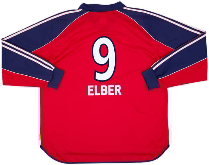 1999-01 Bayern Munich Player Issue Home L/S Shirt Elber #9 - 8/10 - (XL)