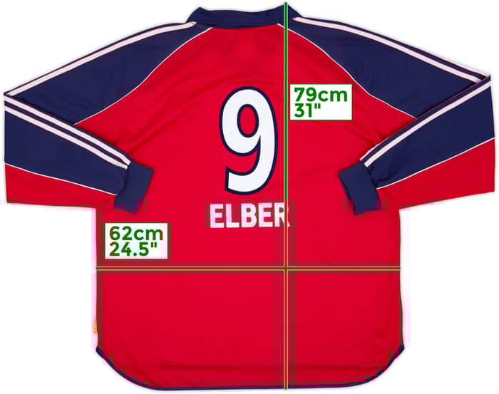 1999-01 Bayern Munich Player Issue Home L/S Shirt Elber #9 - 8/10 - (XL)