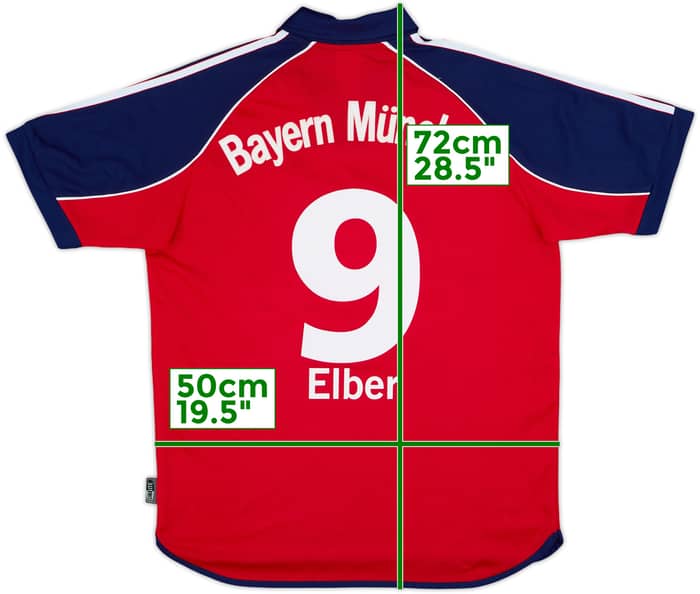 1999-01 Bayern Munich Home Shirt Elber #9 - 9/10 - (XL.Boys)