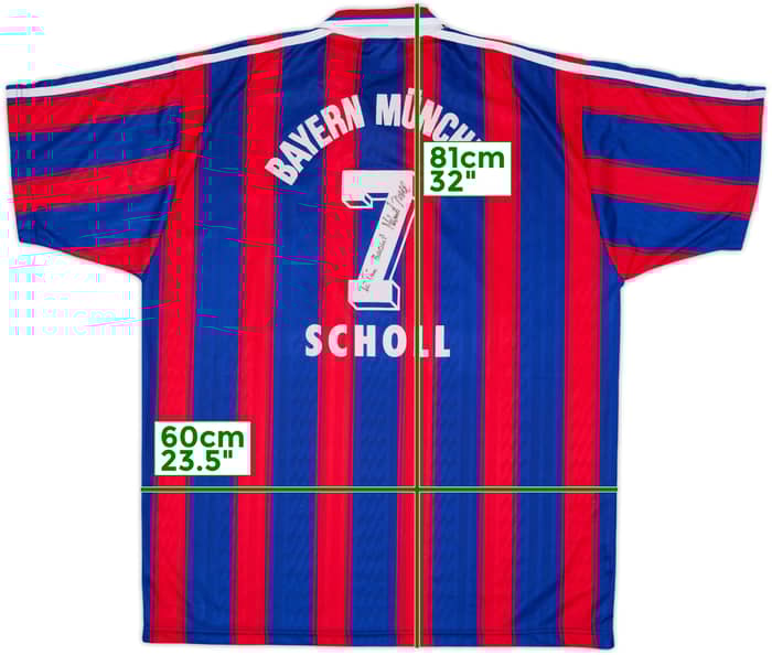 1995-97 Bayern Munich Signed Home Shirt Scholl #7 - 8/10 - (L)