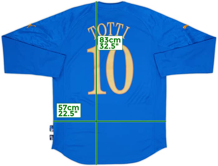 2004-06 Italy Home L/S Shirt Totti #10 - 9/10 - (XL)