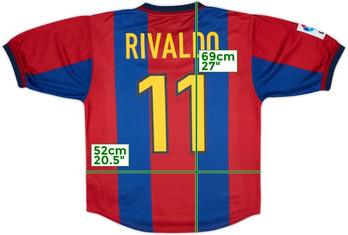 1998-00 Barcelona Home Shirt Rivaldo #11 - 9/10 - (M)
