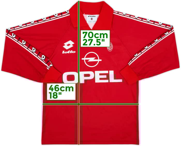 1995-96 AC Milan Lotto Training L/S Shirt - 8/10 - (XL.Boys)