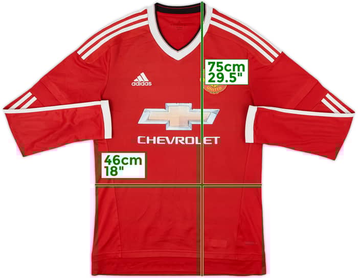 2015-16 Manchester United Home L/S Shirt - 4/10 - (S)