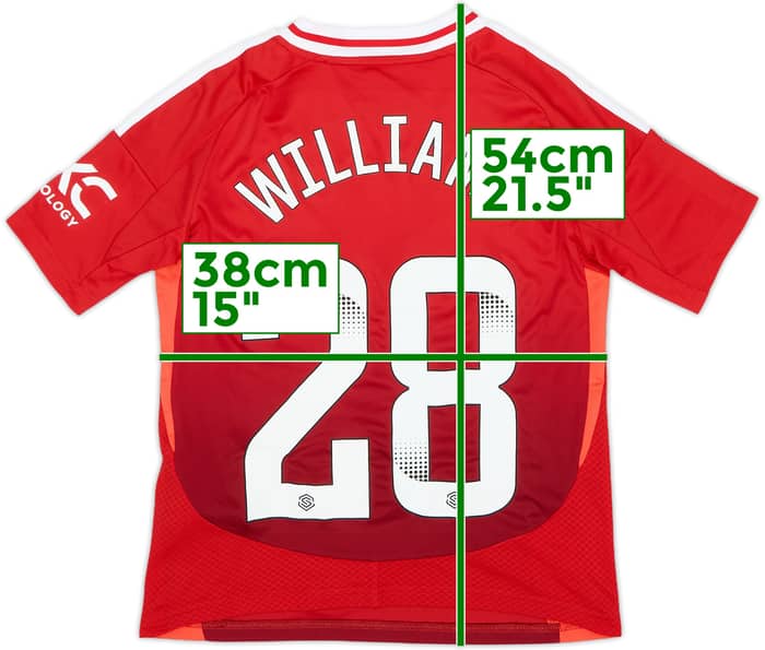 2024-25 Manchester United Home Shirt Williams #28 (S.Boys)