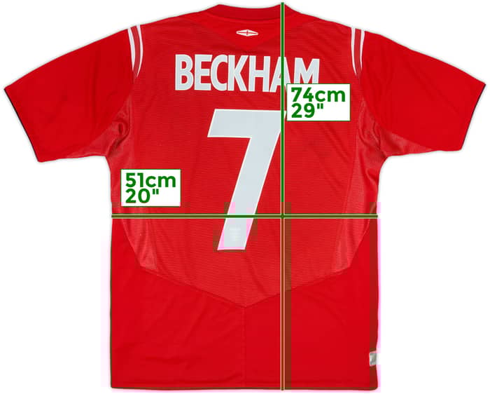 2004-06 England Away Shirt Beckham #7 - 6/10 - (M)