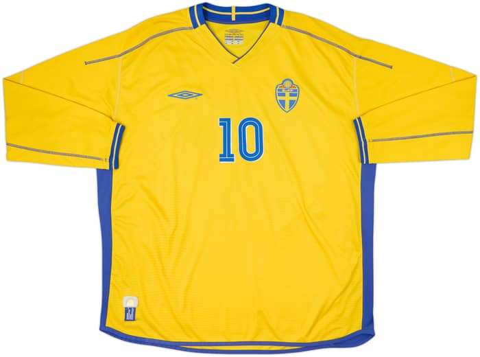 2003-04 Sweden Home L/S Shirt Ibrahimovic #10 - 8/10 - (XXL)