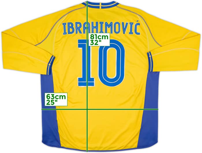 2003-04 Sweden Home L/S Shirt Ibrahimovic #10 - 8/10 - (XXL)