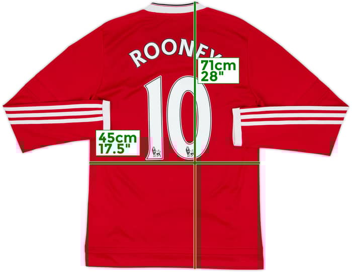 2015-16 Manchester United Home L/S Shirt Rooney #10 - 8/10 - (S)