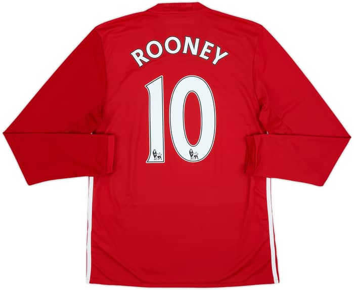 2016-17 Manchester United Home L/S Shirt Rooney #10 - 8/10 - (M)