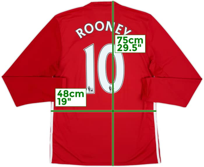 2016-17 Manchester United Home L/S Shirt Rooney #10 - 8/10 - (M)