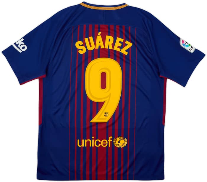 2017-18 Barcelona Home Shirt Suarez #9 - 8/10 - (M)