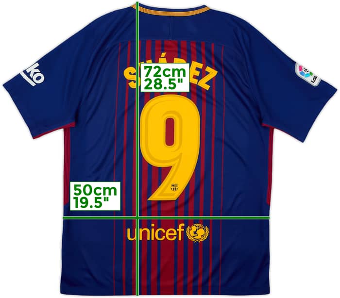 2017-18 Barcelona Home Shirt Suarez #9 - 8/10 - (M)