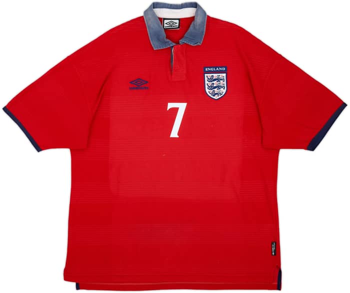 1999-01 England Away Shirt Beckham #7 - 4/10 - (XL)