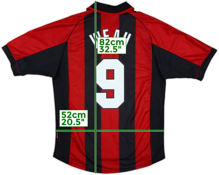 1998-00 AC Milan Home Shirt Weah #9 - 8/10 - (L)