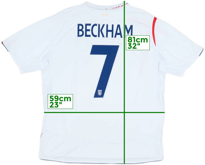 2005-07 England Home Shirt Beckham #7 - 6/10 - (XXL)