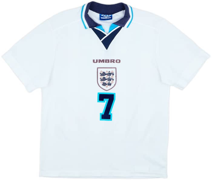 1995-97 England Home Shirt Beckham #7 - 6/10 - (M)