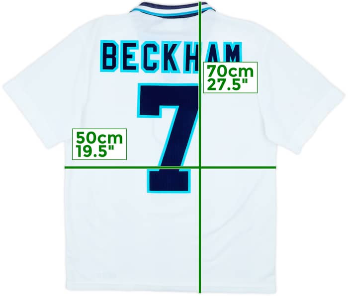 1995-97 England Home Shirt Beckham #7 - 6/10 - (M)