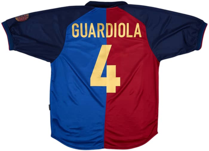 1999-00 Barcelona Centenary Home Shirt Guardiola #4 - 7/10 - (L)
