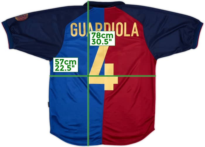 1999-00 Barcelona Centenary Home Shirt Guardiola #4 - 7/10 - (L)