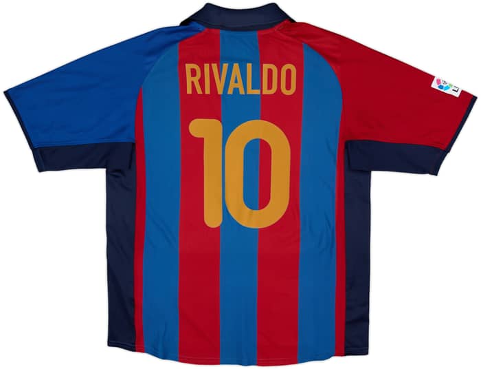 2001-02 Barcelona Home Shirt Rivaldo #10 - 8/10 - (L)