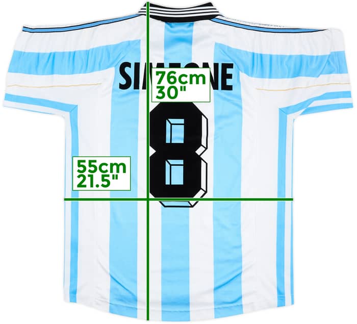 1998-99 Argentina Home Shirt Simeone #8 - 8/10 - (M)