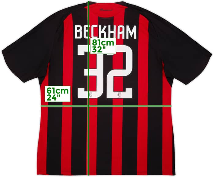 2008-09 AC Milan Home Shirt Beckham #32 - 8/10 - (XXL)