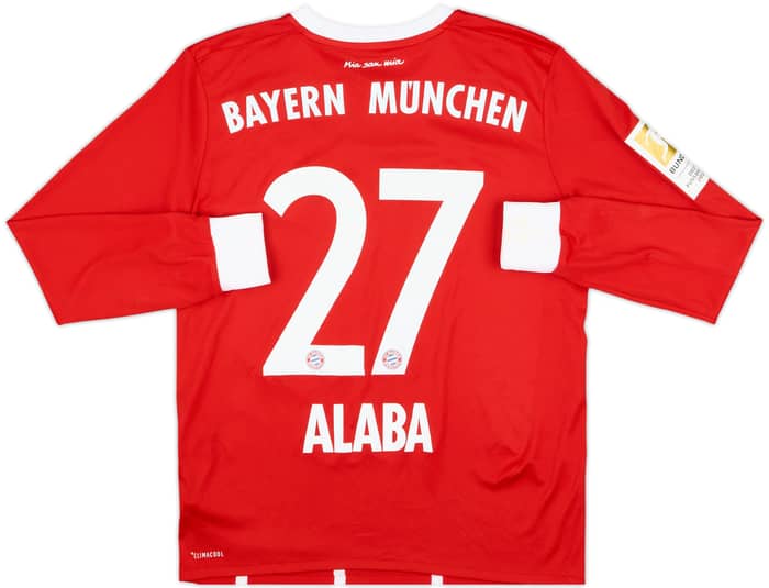 2017-18 Bayern Munich Home L/S Shirt Alaba #27 - 8/10 - (L.Boys)
