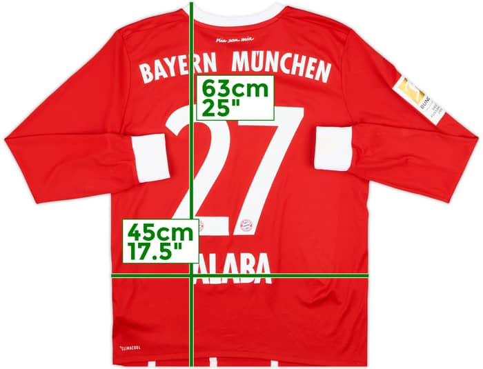 2017-18 Bayern Munich Home L/S Shirt Alaba #27 - 8/10 - (L.Boys)