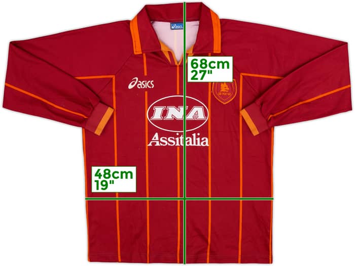 1996-97 Roma Home L/S Shirt - 7/10 - (XL.Boys)