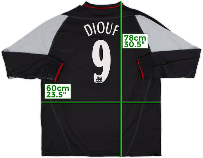 2002-04 Liverpool Away L/S Shirt Diouf #9 - 8/10 - (XL)