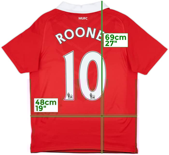 2010-11 Manchester United Home Shirt Rooney #10 - 8/10 - (XL.Boys)