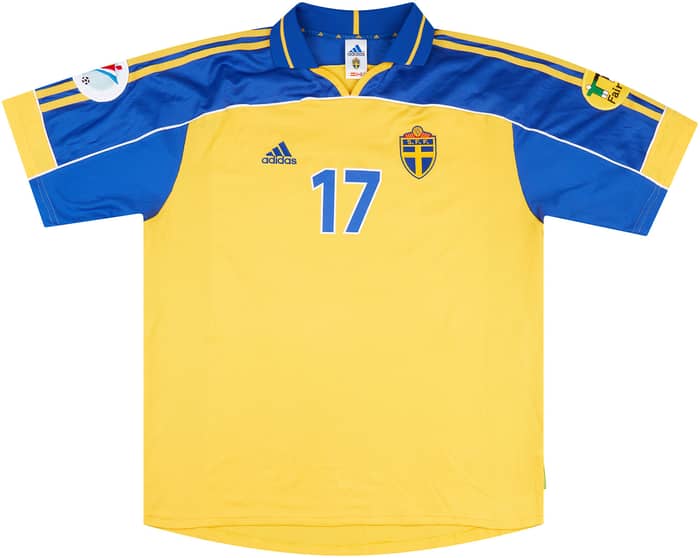 2000 Sweden Match Issue European Championship Home Shirt Mjallby #17 (v Italy)