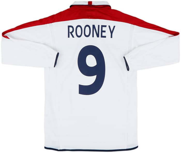 2003-05 England Home L/S Shirt Rooney #9 - 6/10 - (S)