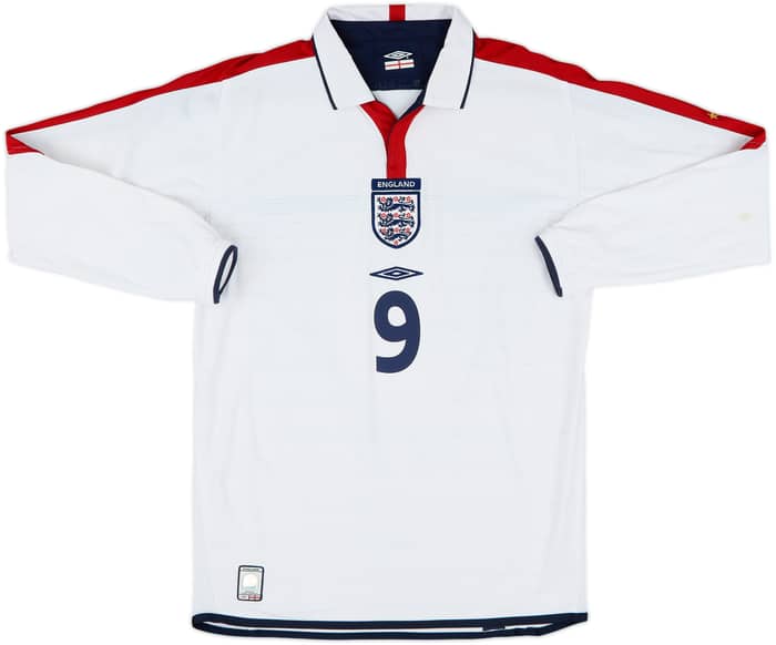 2003-05 England Home L/S Shirt Rooney #9 - 6/10 - (S)