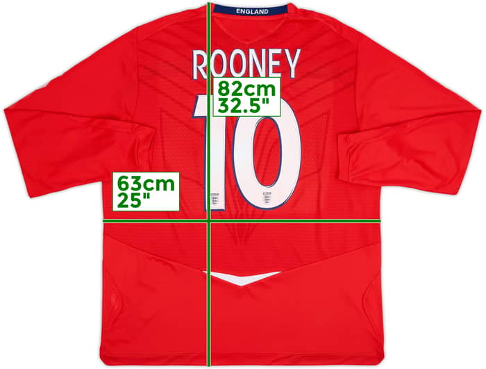 2008-10 England Away L/S Shirt Rooney #10 - 10/10 - (XXL)