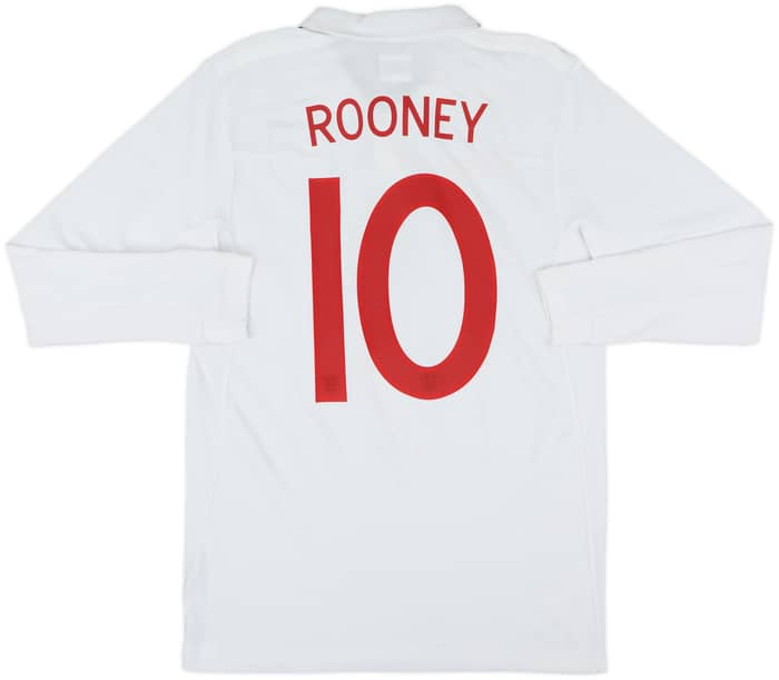 2009-10 England Home L/S Shirt Rooney #10 - 8/10 - (M)
