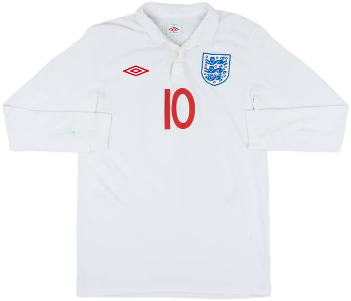 2009-10 England Home L/S Shirt Rooney #10 - 8/10 - (M)
