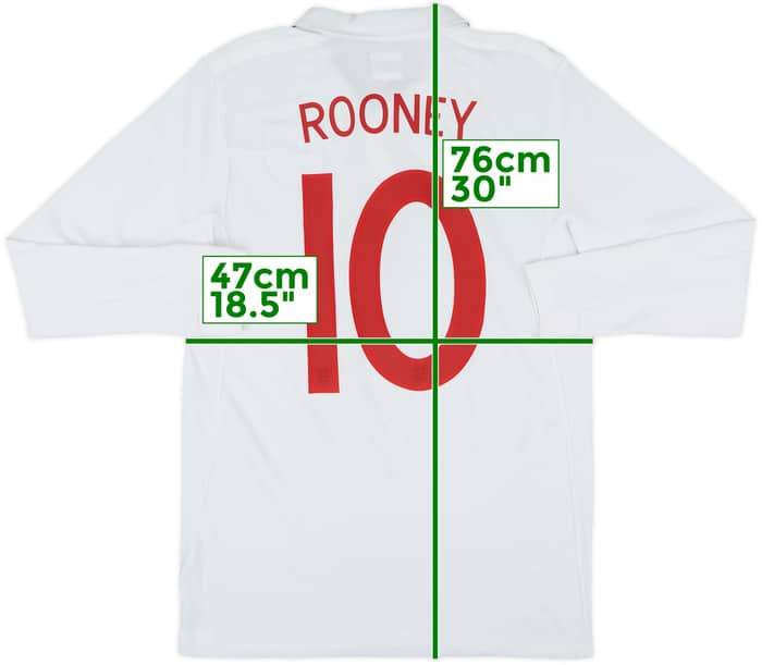 2009-10 England Home L/S Shirt Rooney #10 - 8/10 - (M)