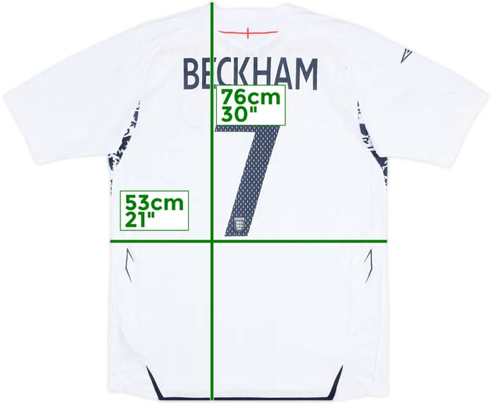 2007-09 England Home Shirt Beckham #7 - 5/10 - (L)