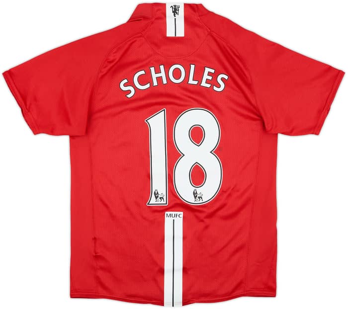 2007-09 Manchester United Home Shirt Scholes #18 - 8/10 - (S)