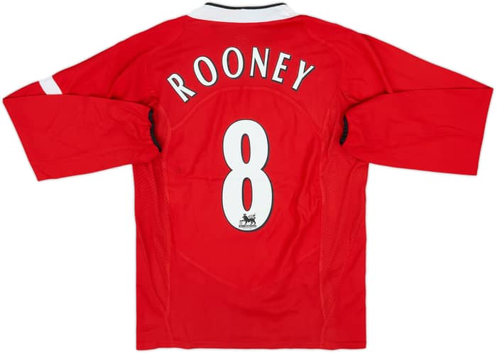 2004-06 Manchester United Home L/S Shirt Rooney #8 - 10/10 - (S)