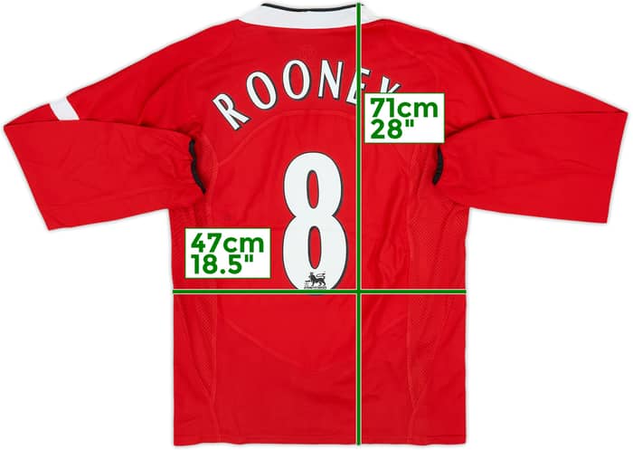 2004-06 Manchester United Home L/S Shirt Rooney #8 - 10/10 - (S)