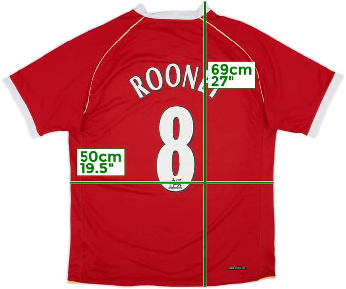 2006-07 Manchester United Home Shirt Rooney #8 - 7/10 - (M)