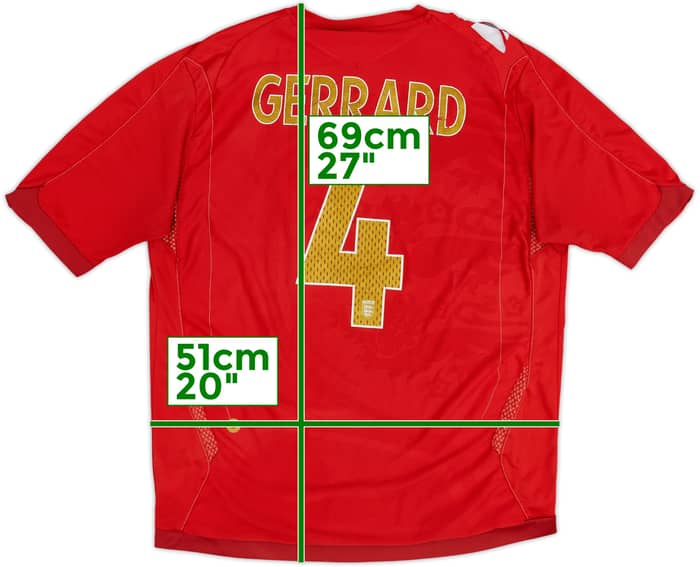2006-08 Inglaterra Camiseta de visitante Gerrard #4 - 6/10 - (L)
